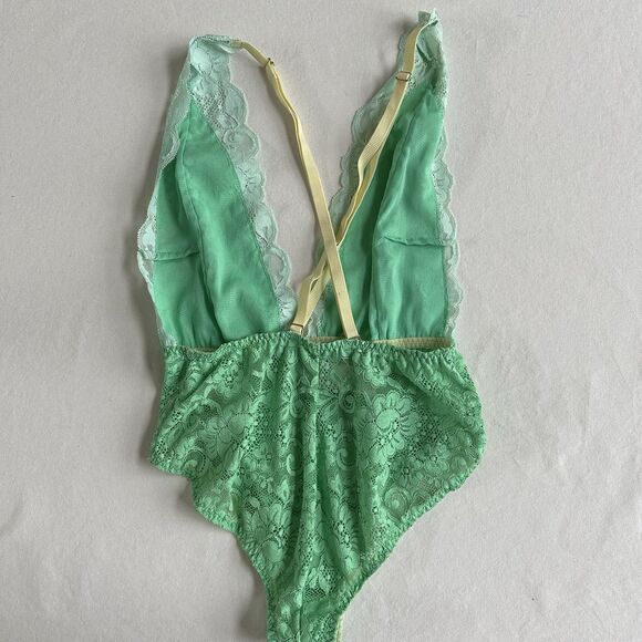 Free People We are HAH- Comin' in HAHt Lace Bodysuit in Something Blue- SMALL - Picture 6 of 8